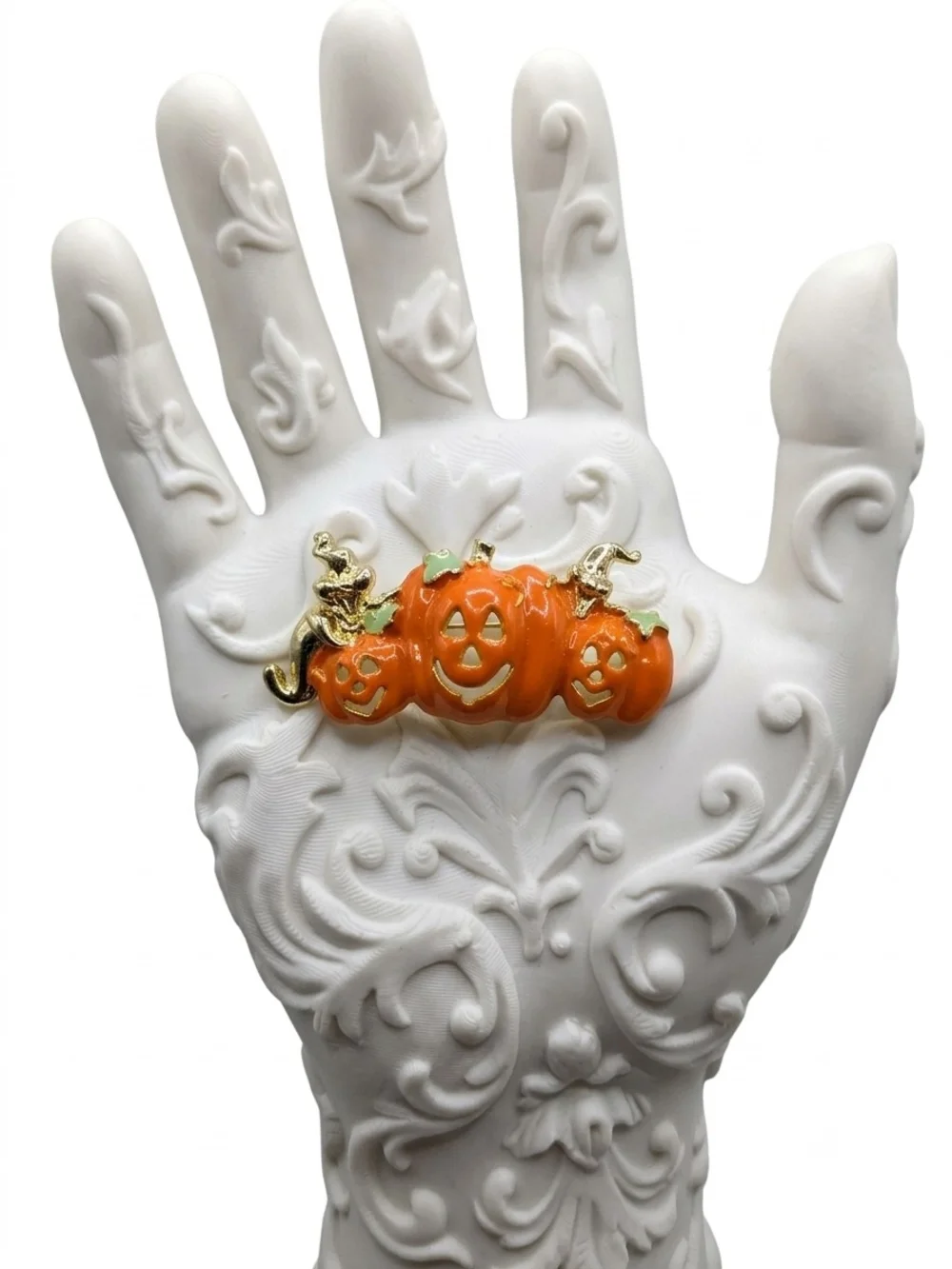 Vintage Halloween Jack-o'-Lantern Pumpkin Trio Brooch Pin